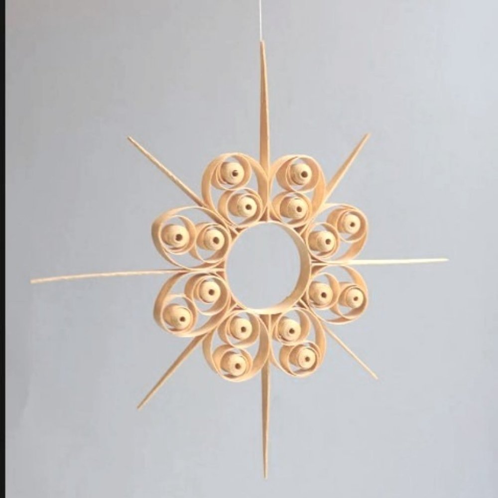 XMAS Danish Large 9" Wood Curl Ornament Lis & Kjel